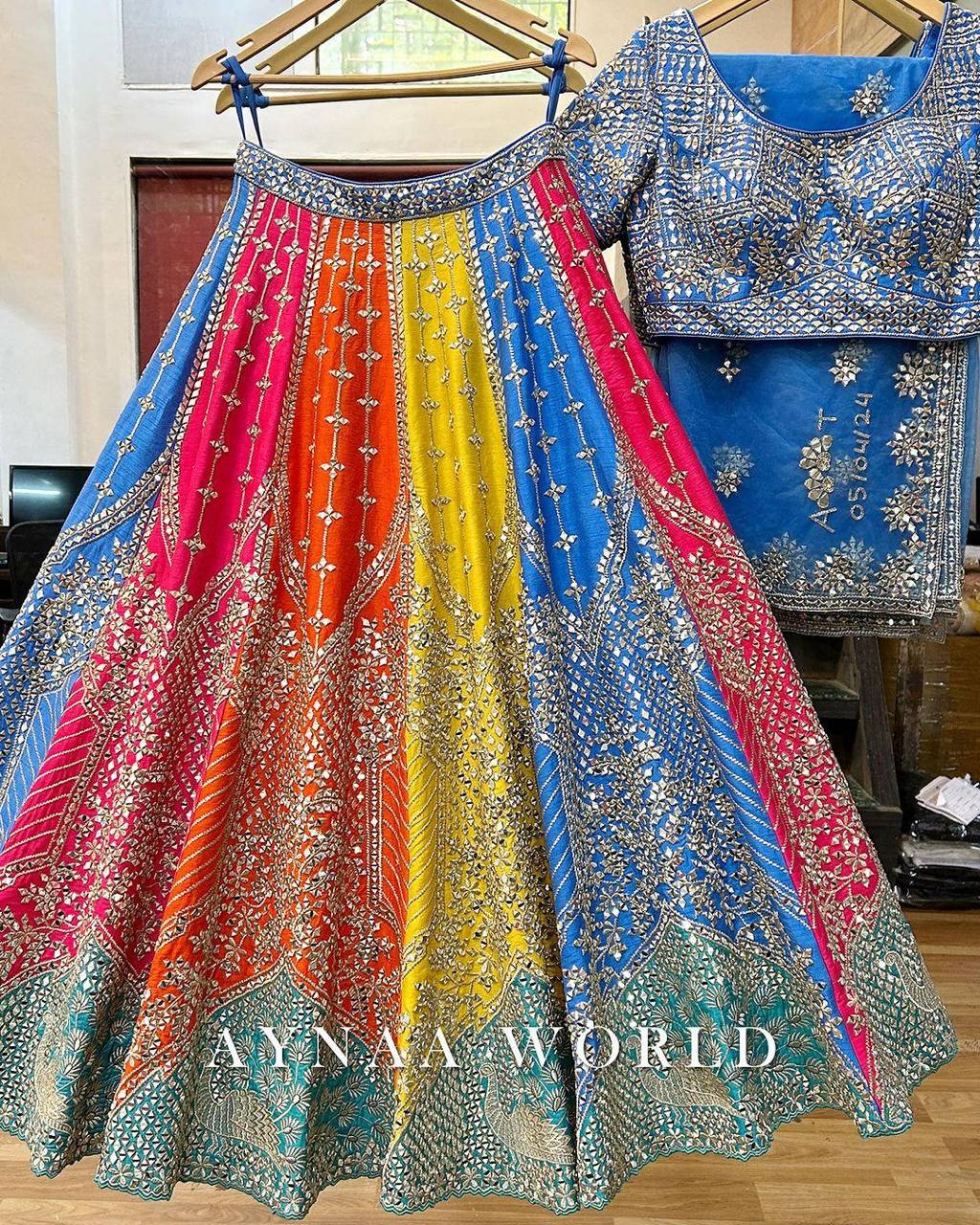 Wedding Wear Multi Color Mono Phantom Zari Sequence Work Lehenga Choli