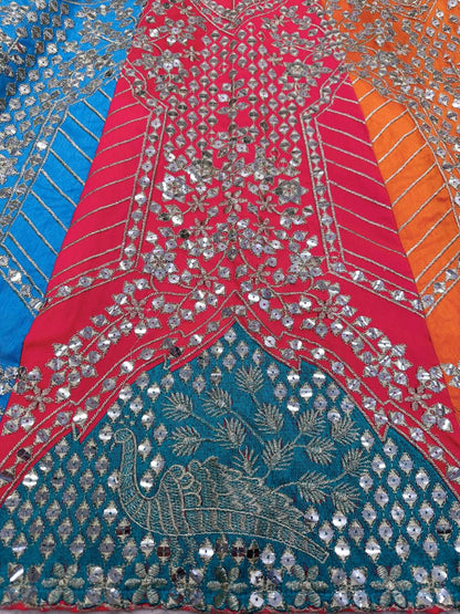 Wedding Wear Multi Color Mono Phantom Zari Sequence Work Lehenga Choli