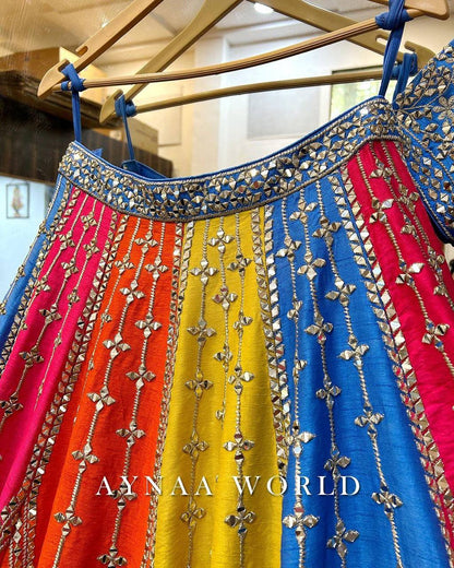 Wedding Wear Multi Color Mono Phantom Zari Sequence Work Lehenga Choli