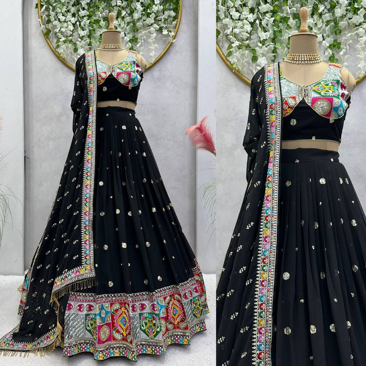 Georgette Wedding Wear Sequence Thread Work Lehenga Choli