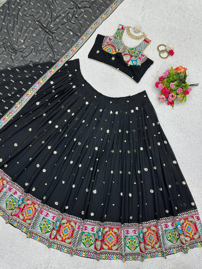 Georgette Wedding Wear Sequence Thread Work Lehenga Choli