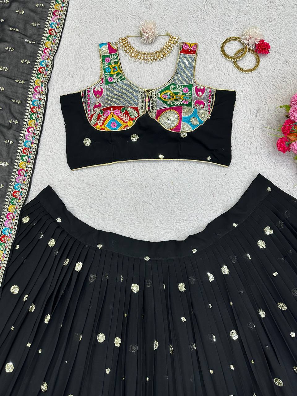Georgette Wedding Wear Sequence Thread Work Lehenga Choli