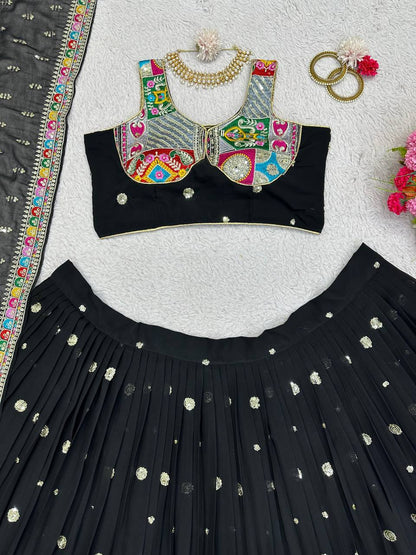 Georgette Wedding Wear Sequence Thread Work Lehenga Choli