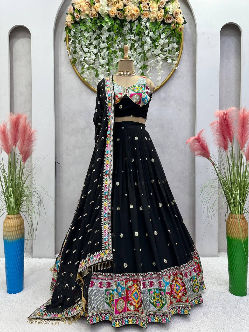 Georgette Wedding Wear Sequence Thread Work Lehenga Choli