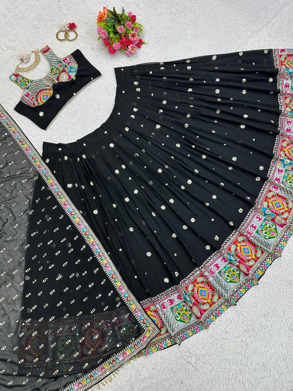 Georgette Wedding Wear Sequence Thread Work Lehenga Choli