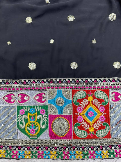 Georgette Wedding Wear Sequence Thread Work Lehenga Choli
