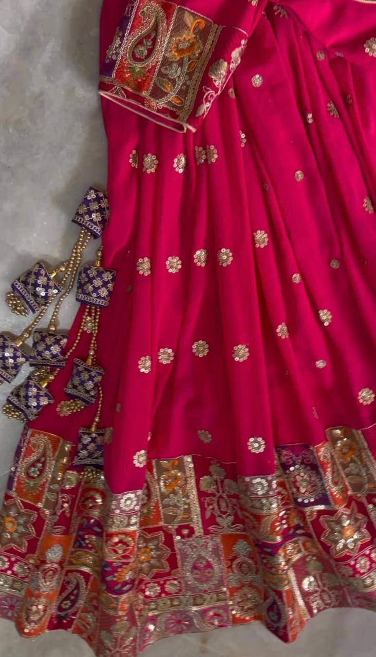 Georgette Wedding Wear Sequence Thread Work Lehenga Choli