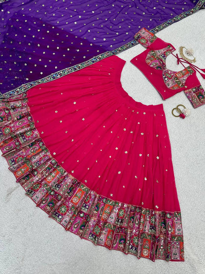 Georgette Wedding Wear Sequence Thread Work Lehenga Choli