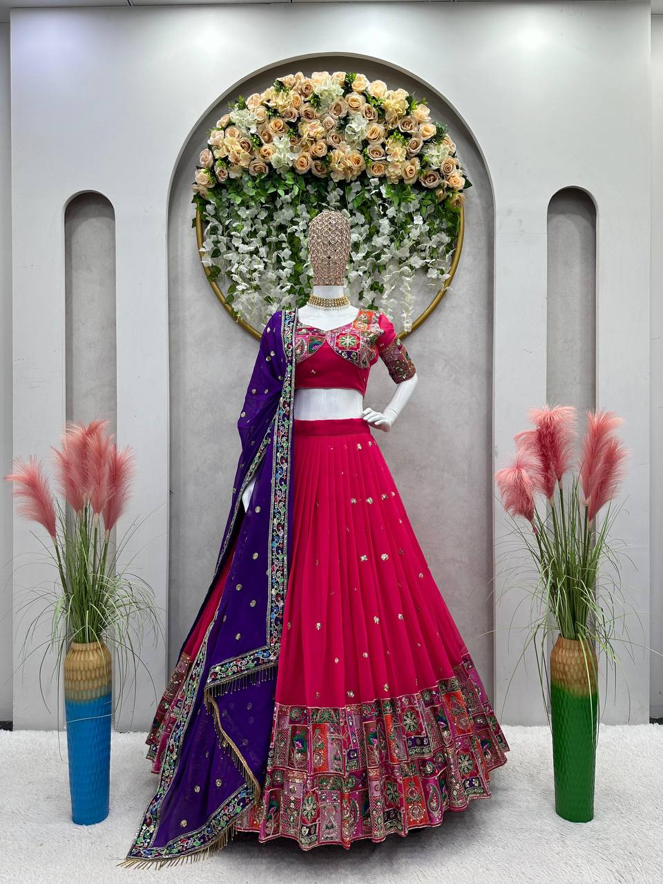 Georgette Wedding Wear Sequence Thread Work Lehenga Choli