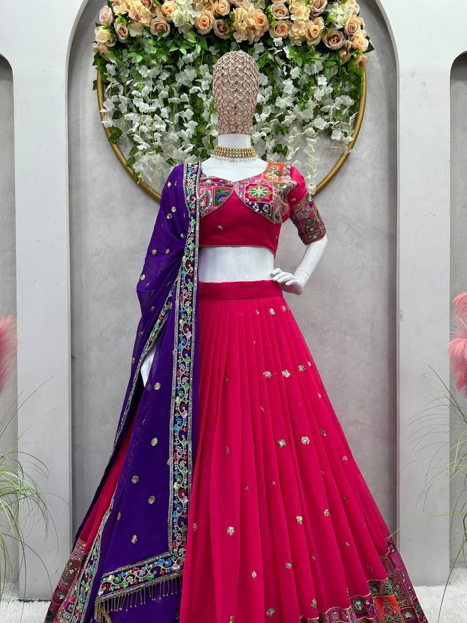 Georgette Wedding Wear Sequence Thread Work Lehenga Choli