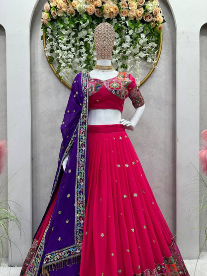 Georgette Wedding Wear Sequence Thread Work Lehenga Choli