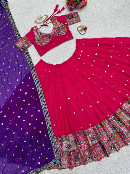 Georgette Wedding Wear Sequence Thread Work Lehenga Choli