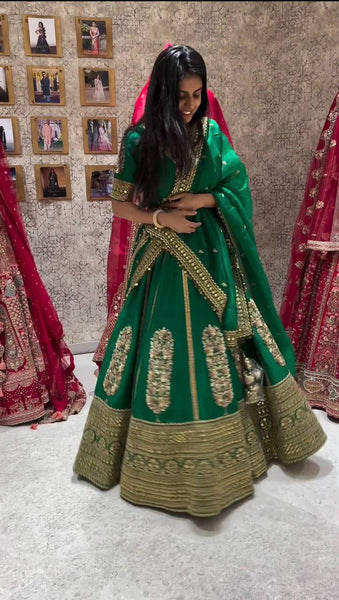 Wedding Wear Green Color Malbari Silk Sequence Work Lehenga Choli