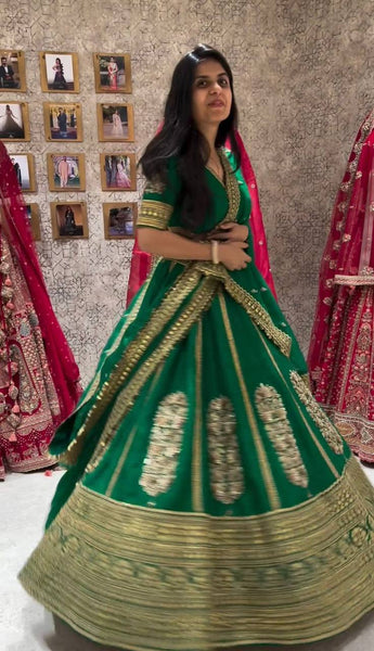 Wedding Wear Green Color Malbari Silk Sequence Work Lehenga Choli