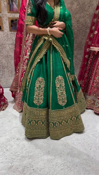 Wedding Wear Green Color Malbari Silk Sequence Work Lehenga Choli