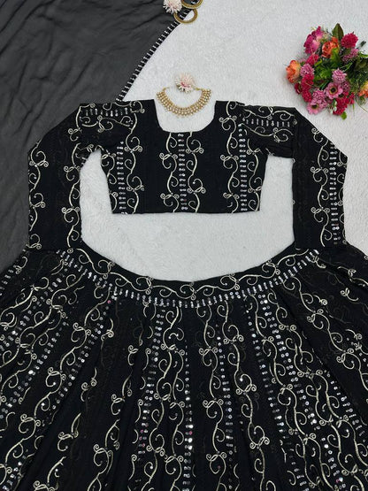 Trendy Black Color Georgette Sequence Work Lehenga Choli