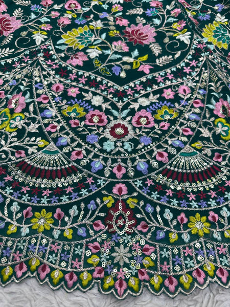 Gorgeous Green Color Georgette Sequence Work Lehenga Choli For Wedding Wear