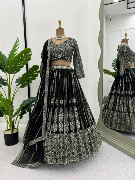 Latest Georgette Sequence Work Can Can Wedding Lehenga Choli