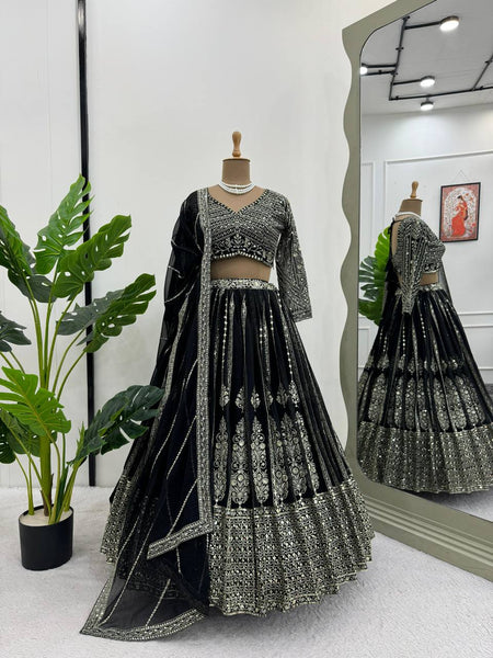 Latest Georgette Sequence Work Can Can Wedding Lehenga Choli