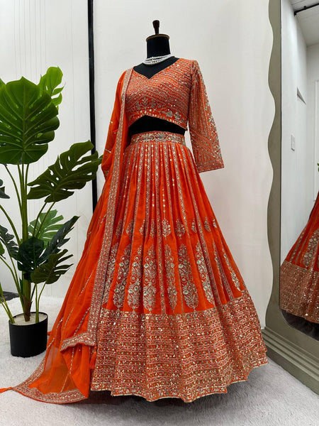 Latest Georgette Sequence Work Can Can Wedding Lehenga Choli