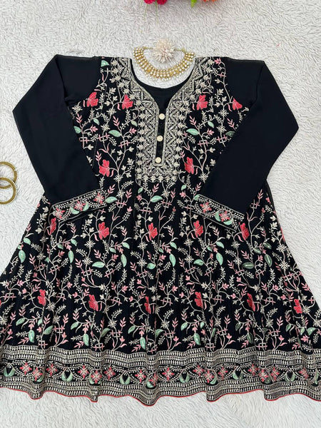 Latest Black Color Georgette Sequence Work Ready Made Salwar Suit