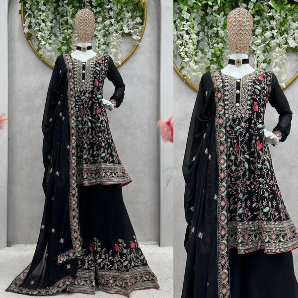 Latest Black Color Georgette Sequence Work Ready Made Salwar Suit