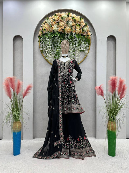 Latest Black Color Georgette Sequence Work Ready Made Salwar Suit