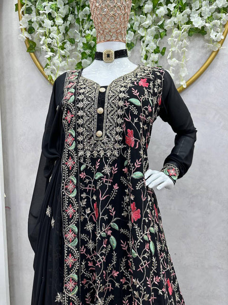 Latest Black Color Georgette Sequence Work Ready Made Salwar Suit