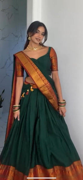 Designer Green Color Weaving Jacquard Lehenga Choli