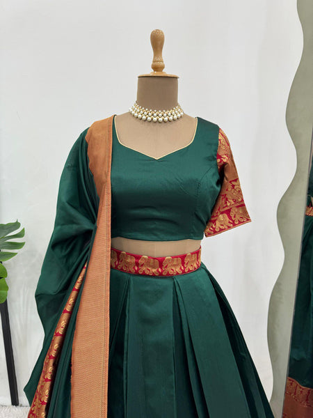 Designer Green Color Weaving Jacquard Lehenga Choli