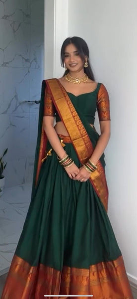 Designer Green Color Weaving Jacquard Lehenga Choli