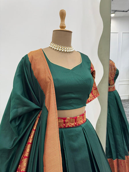 Designer Green Color Weaving Jacquard Lehenga Choli