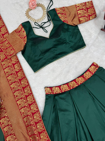 Designer Green Color Weaving Jacquard Lehenga Choli