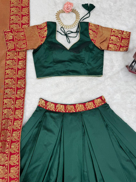 Designer Green Color Weaving Jacquard Lehenga Choli