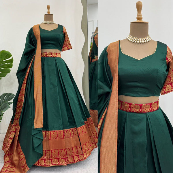 Designer Green Color Weaving Jacquard Lehenga Choli