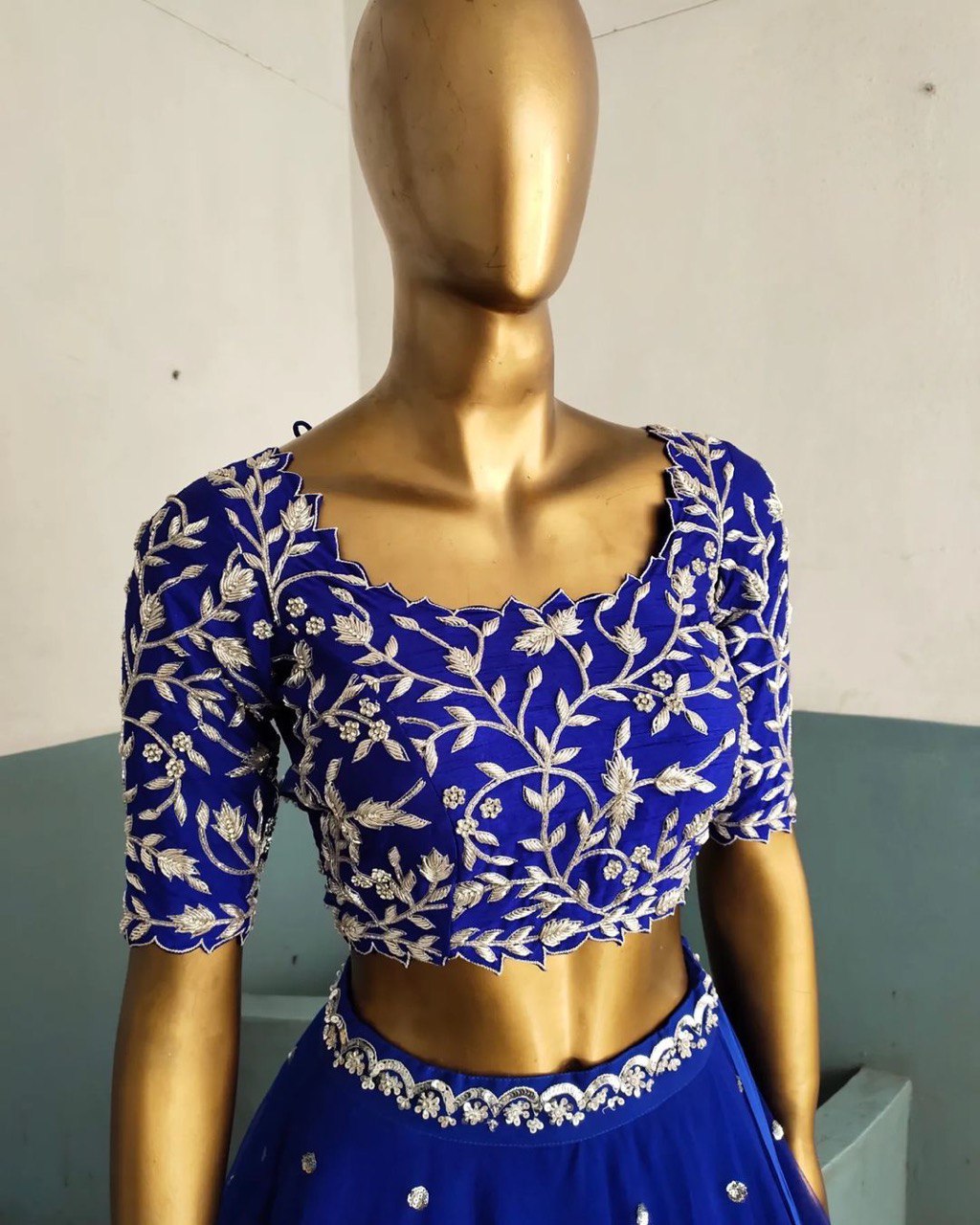 Blue Color Georgette Thread Sequence Work Lehenga Choli