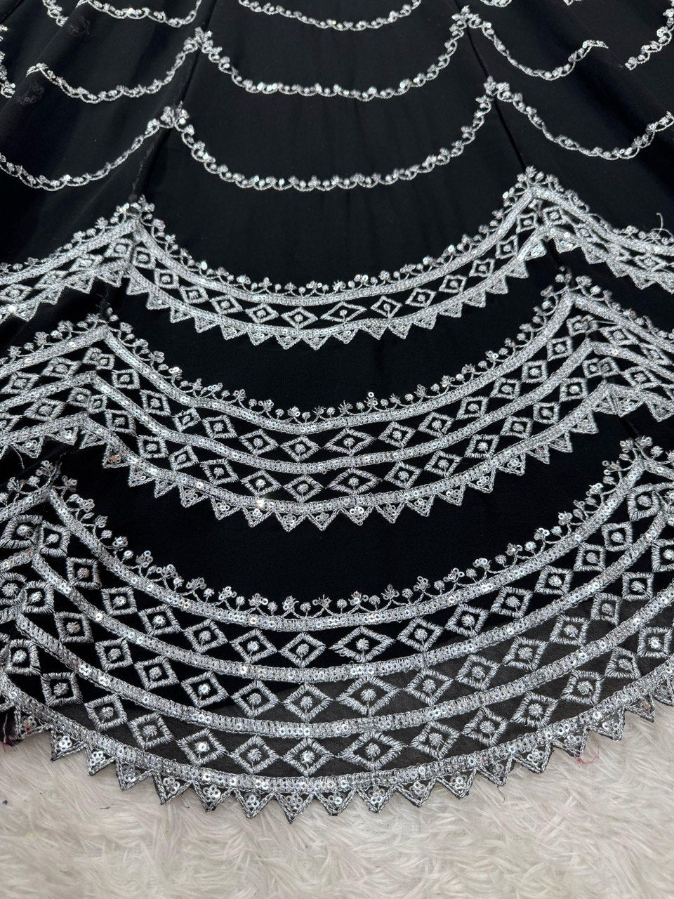 Latest Black Color Georgette Sequence Thread Work Lehenga Choli