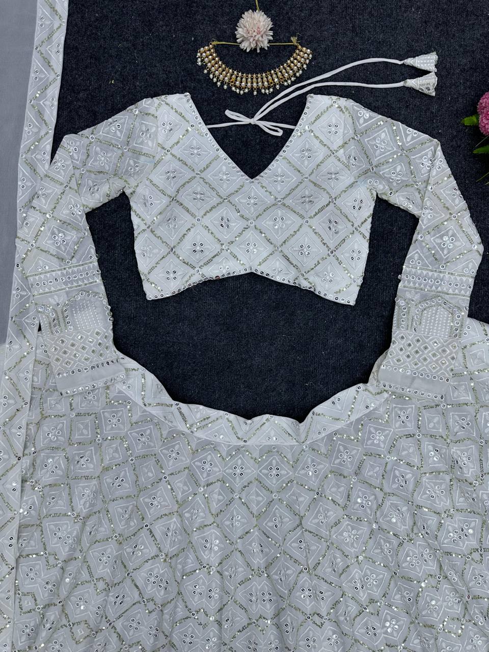 Refreshing Georgette Sequence Thread Work Lehenga Choli
