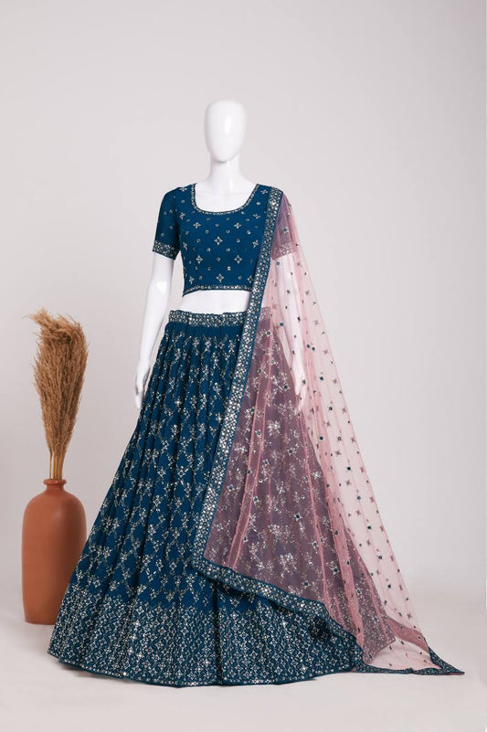 Wedding Wear Georgette Sequence Embroidered Work Lehenga Choli
