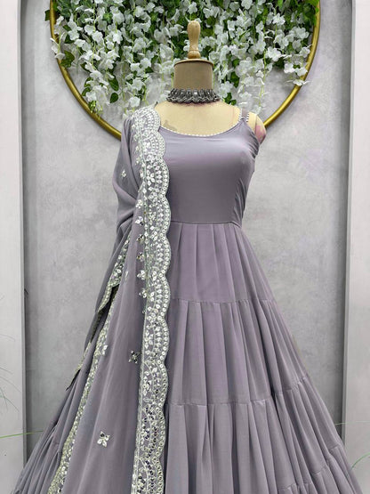 Party Wear Ready Made Anarkali Gown Dupatta Set For Women