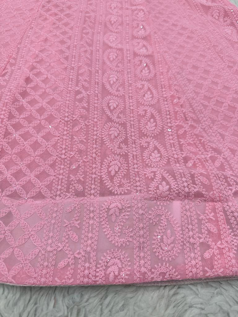 Stylish Chickankari Slit Cut Long Anarkali Kurti