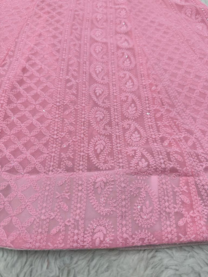 Stylish Chickankari Slit Cut Long Anarkali Kurti