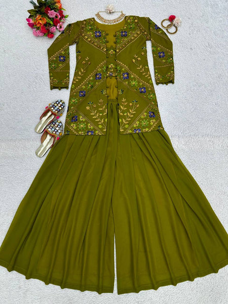 Party Wear Georgette Sequence Thread Work Indo Western