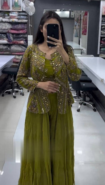 Party Wear Georgette Sequence Thread Work Indo Western