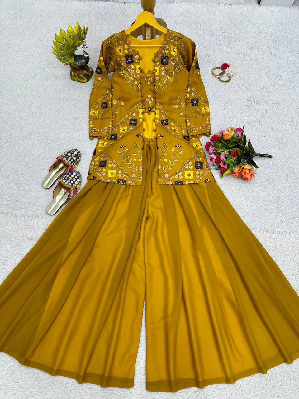 Party Wear Georgette Sequence Thread Work Indo Western