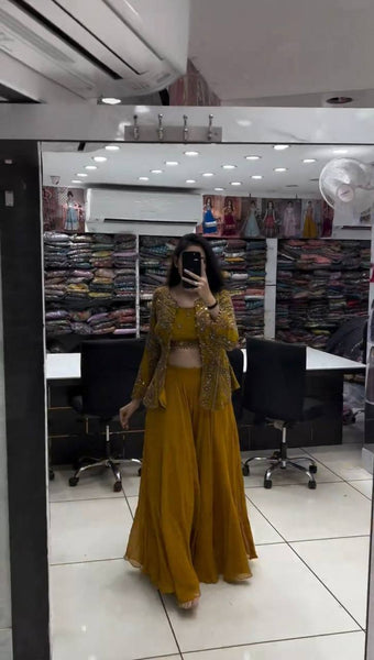 Party Wear Georgette Sequence Thread Work Indo Western