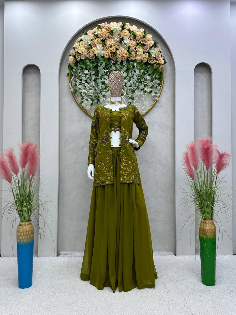 Party Wear Georgette Sequence Thread Work Indo Western