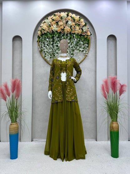 Party Wear Georgette Sequence Thread Work Indo Western