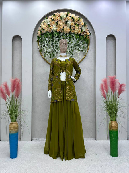 Party Wear Georgette Sequence Thread Work Indo Western