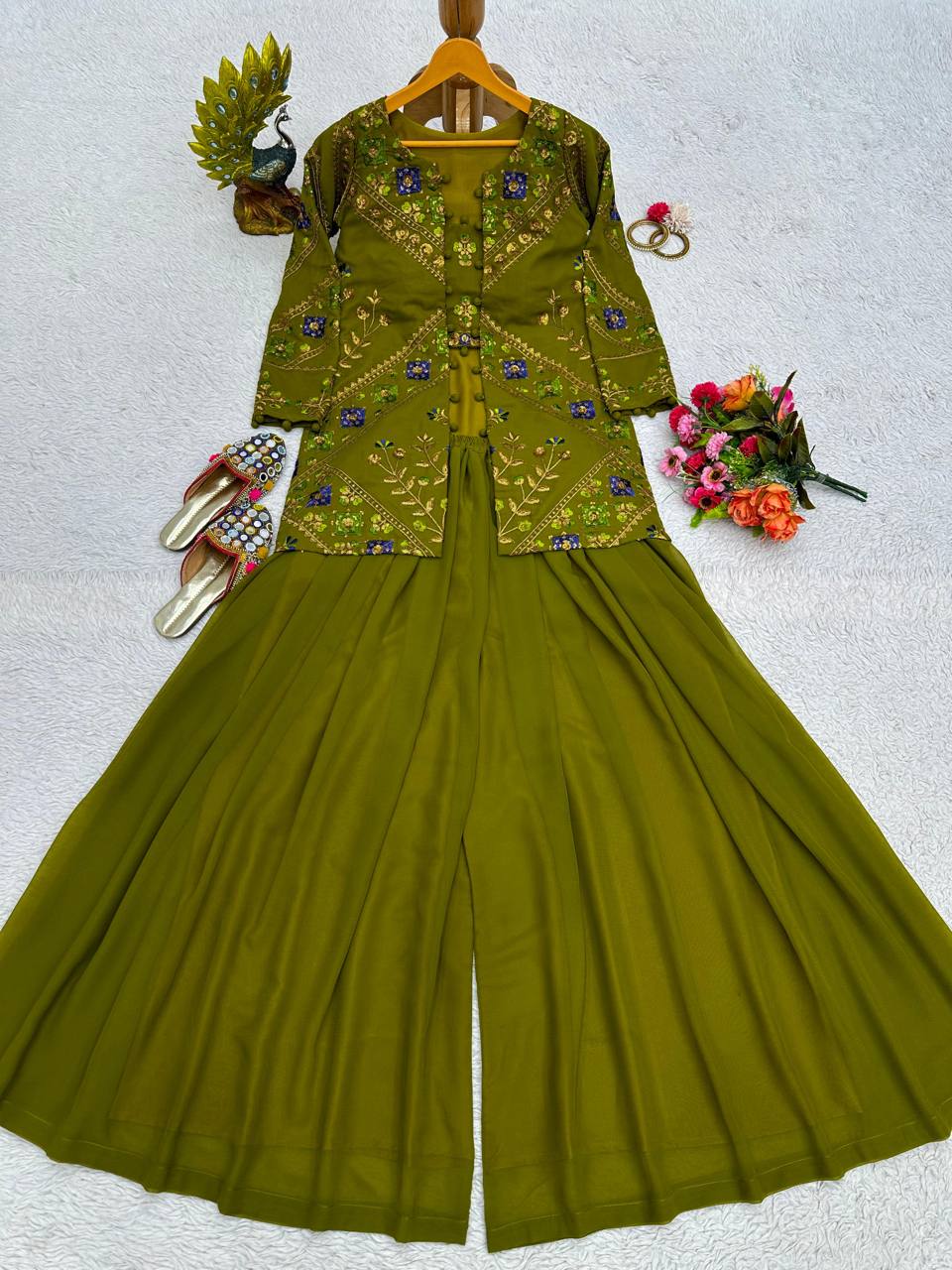 Party Wear Georgette Sequence Thread Work Indo Western